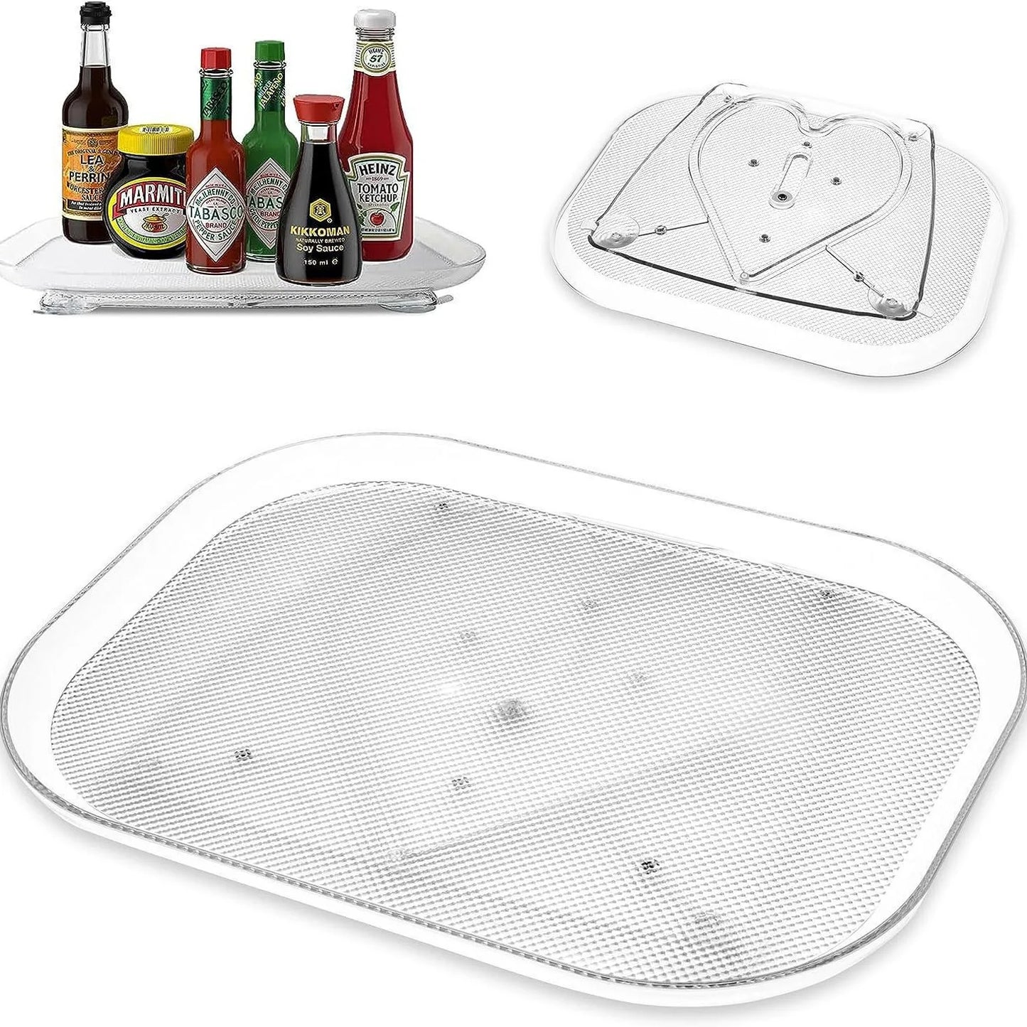 New Fridge Lazy Susan Turntable Organizer Refrigerator Clear Food Container Lazy Susan Turntable Organizer for Refrigerator
