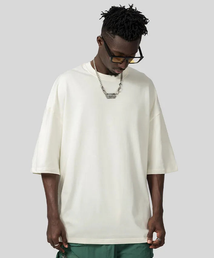 Mock Neck Custom 100 Cotton Boxy Luxury Drop Shoulder Heavyweight T-shirt 300 Gsm Thick High Collar Custom t Shirts for Men