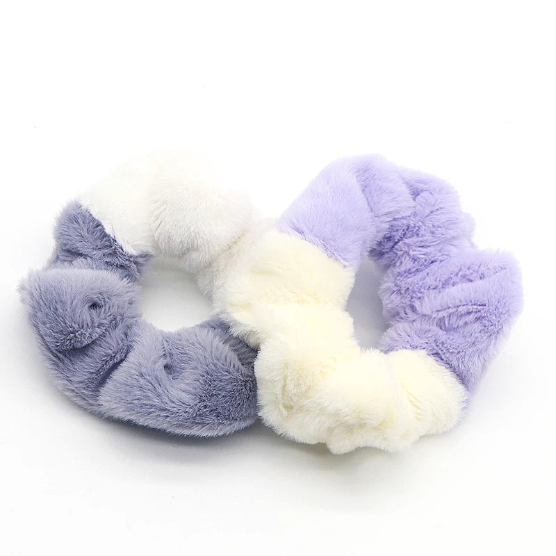 Colorful Plush Hair Bands Fluffy Hair Furry Scrunchies for Girls Women