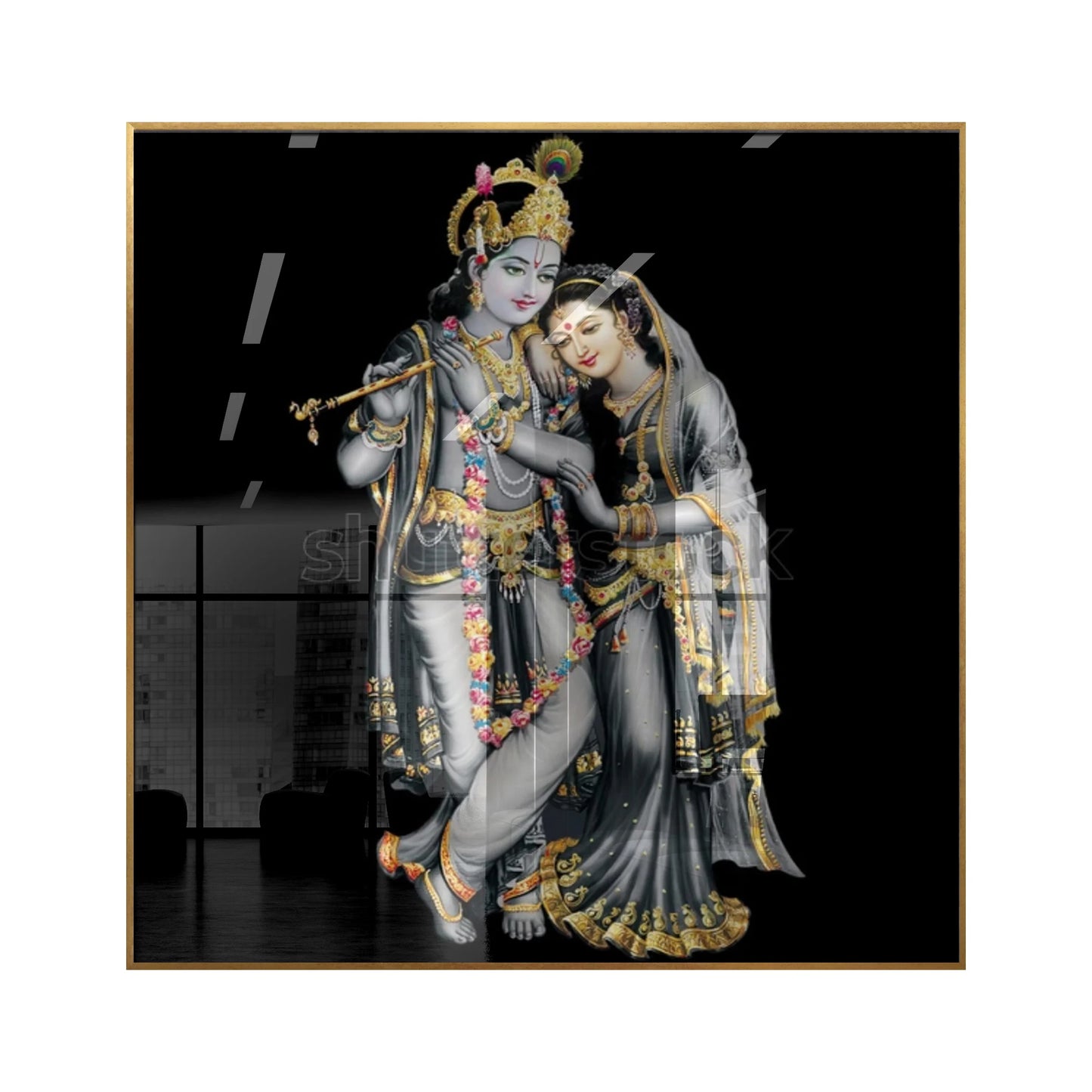 India Religion Lord Radha Krishna Canvas Painting Portrait UV Printing on the Wall Art Picture