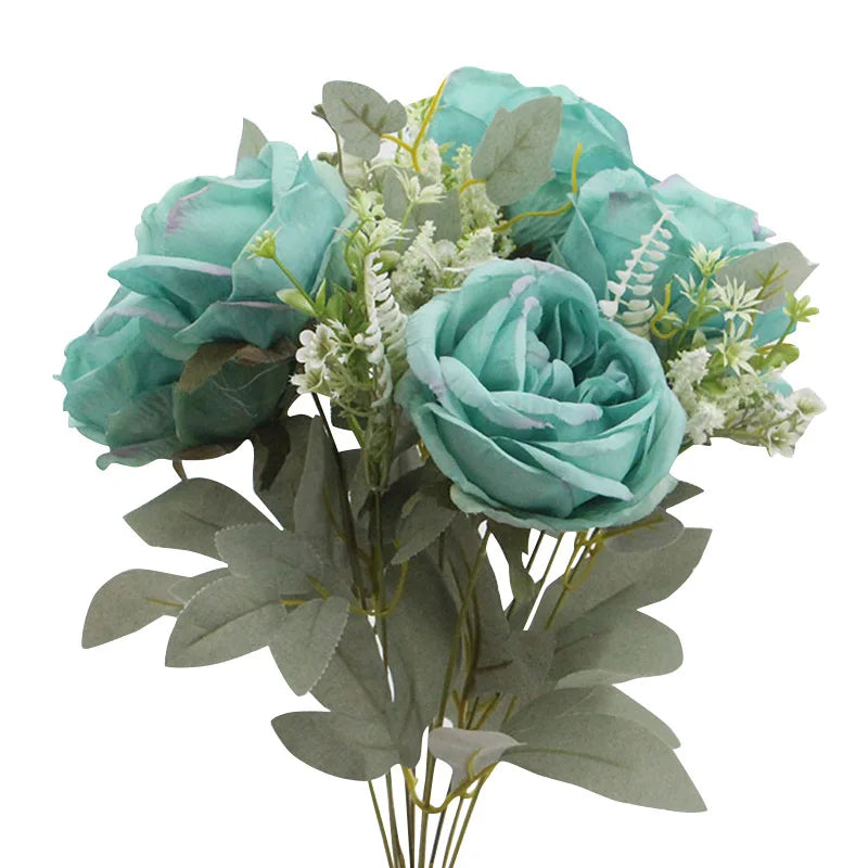 SPR Bridesmaids Bouquet Bride Holding Rose Bouquet Silk Hydrangea Wedding Supplies Flower Centerpieces Decorative Red Rose