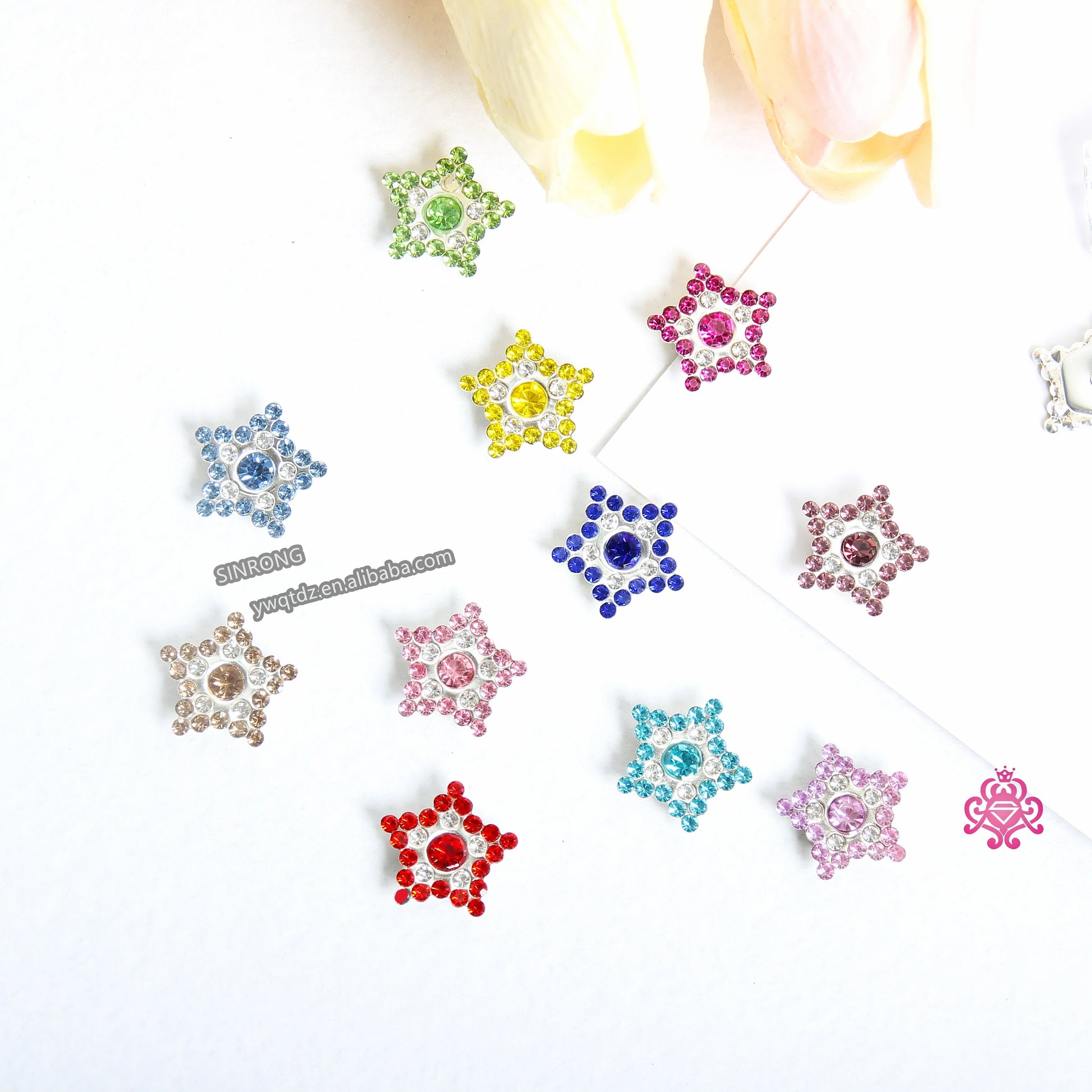 Dual-Function Star-Sunflower Motifs Silver Base for Professional Garment Embellishment Rhinestones