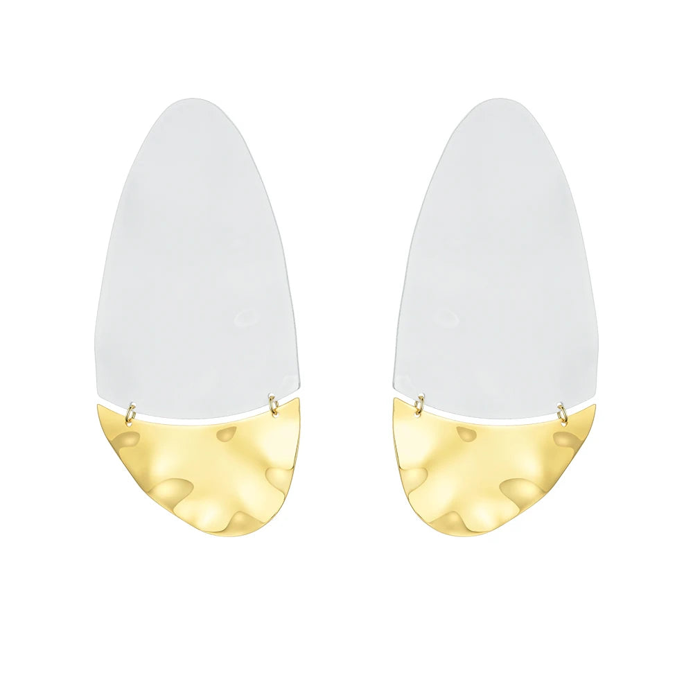 Fashion 18K Gold Plated Brass Jewelry Geometric Curve Mixed Color Minimalist Statement  for Women Punk Earrings EC191065
