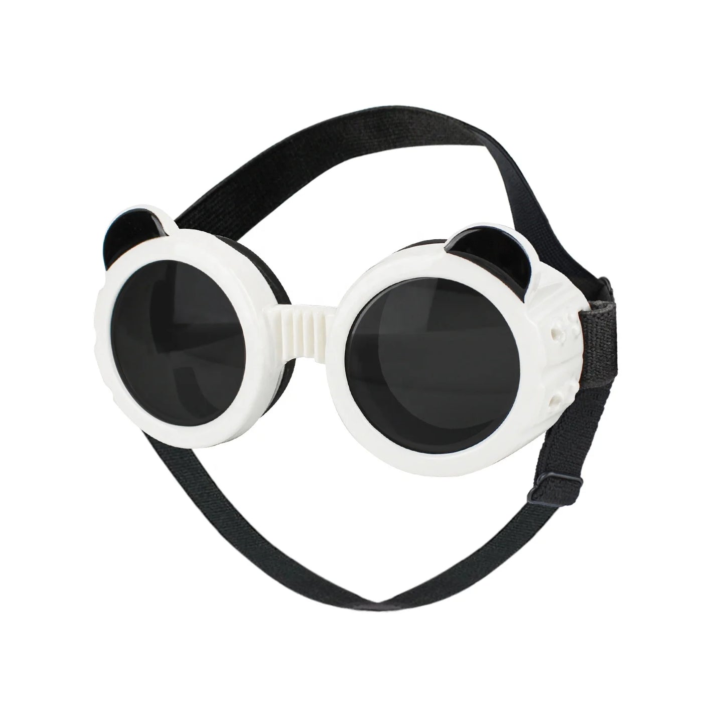 Dog Sunglasses Outdoors Pet Panda Goggles Anti-UV/Windproof/Dust Proof Pet Goggles With Adjustable Strap in Black/White