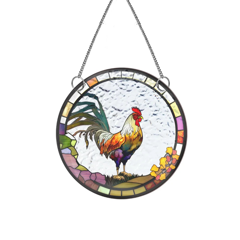 Hot 3mm Thick Stained Texture Glass Sun Catcher Acrylic Animal Pattern Wall Hanger Colored Print Art Deco Design Crystal Deco