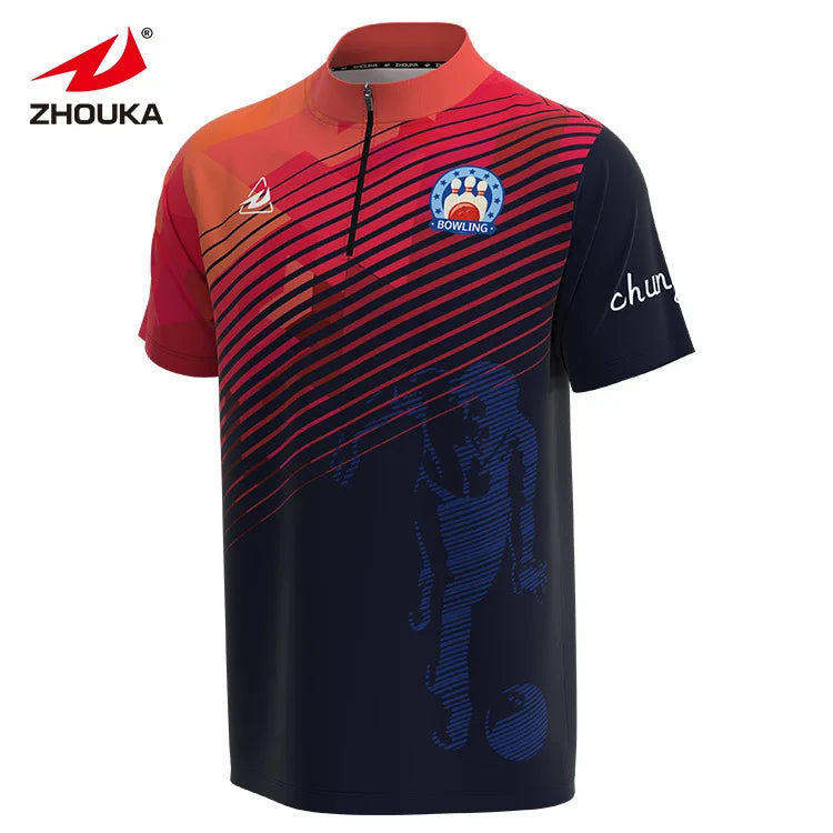 ZHOUKA Unisex Bowling Sportswear Customizable Adult Uniform Sublimation