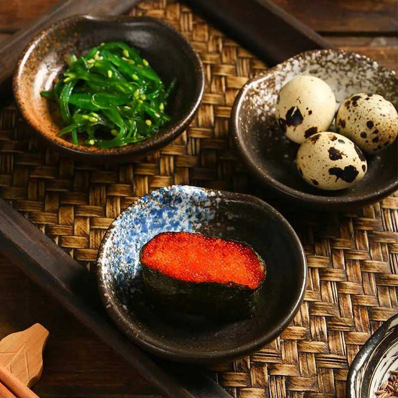 Japanese Style Eco-Friendly Ceramic Soy Sauce Vinegar Seasoning Dish Barbecue Dipping Bowl Round Snack Plate