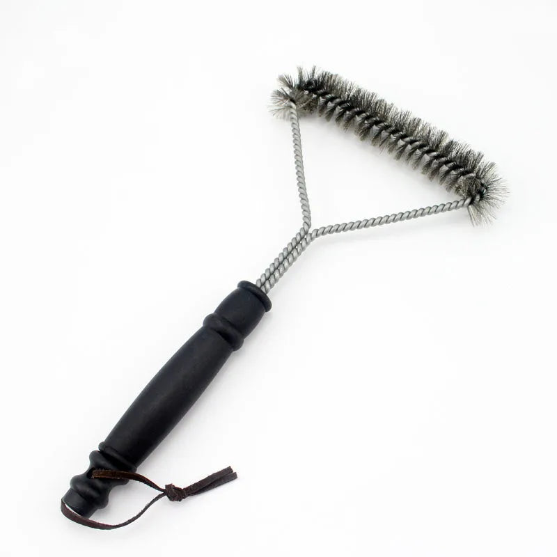 Stainless Steel Barbecue Accessories Wire Bristle BBQ 3-Sided  Barbecue Wire Bristle 12-inch Triangle Grill Cleaning Brush