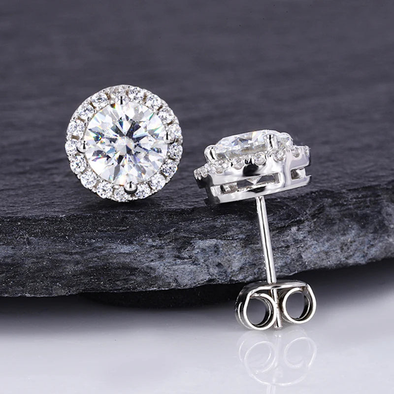 Starsgem S925 Sterling Silver 0.5ct 1.0ct Moissanite Stone Earrings