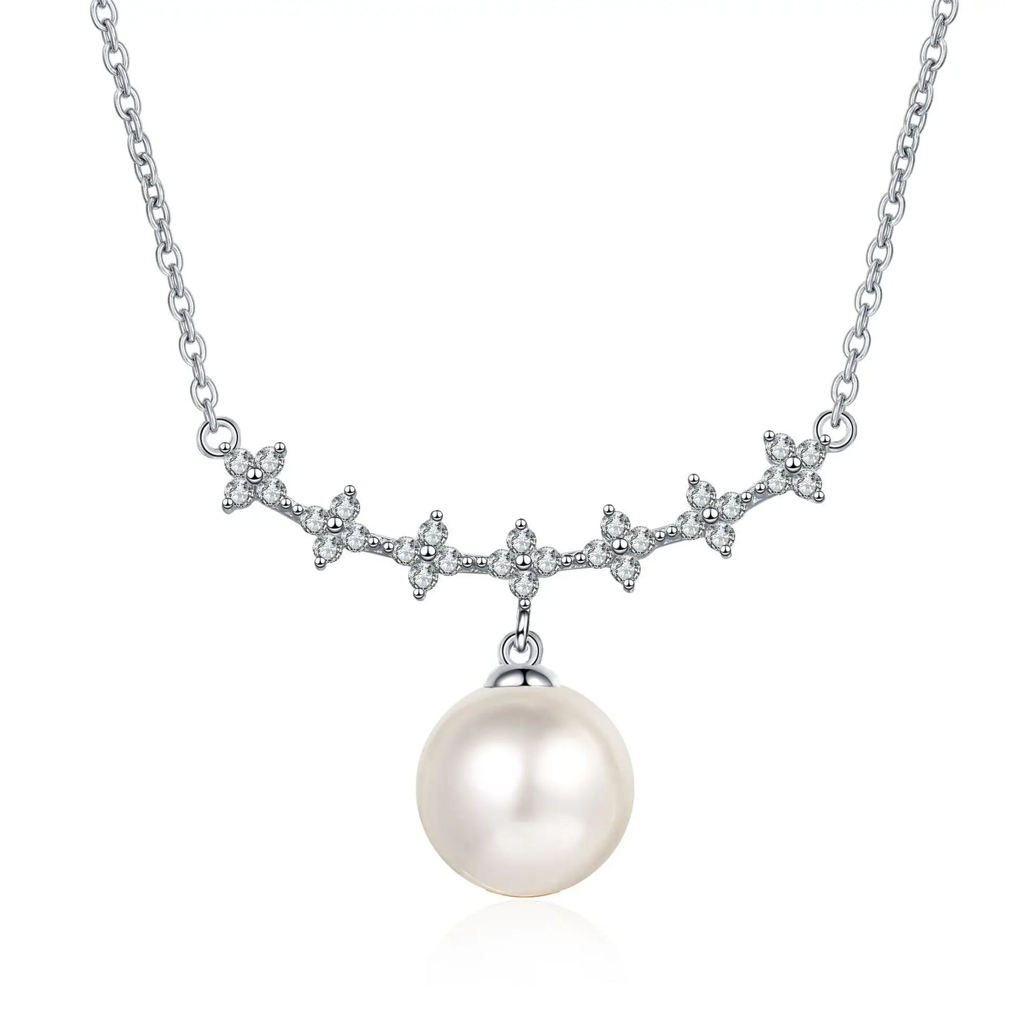 Trendy Jewelry 925 Sterling Silver 10-11mm Freshwater Charms Pearls Moissanite Necklace Wedding Ceremony Pendant Women's Gift