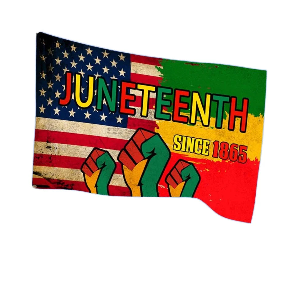 Promotional Customized 3x5ft 100% Polyester Double-sided Bright Colors Outdoor Juneteenth Flag