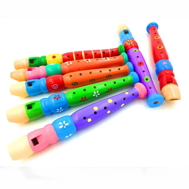 1pc Random Color Wooden Cartoon Flute Early Education Develop Type 6-Holes Recorder Flute for Children Musical Instruments Se