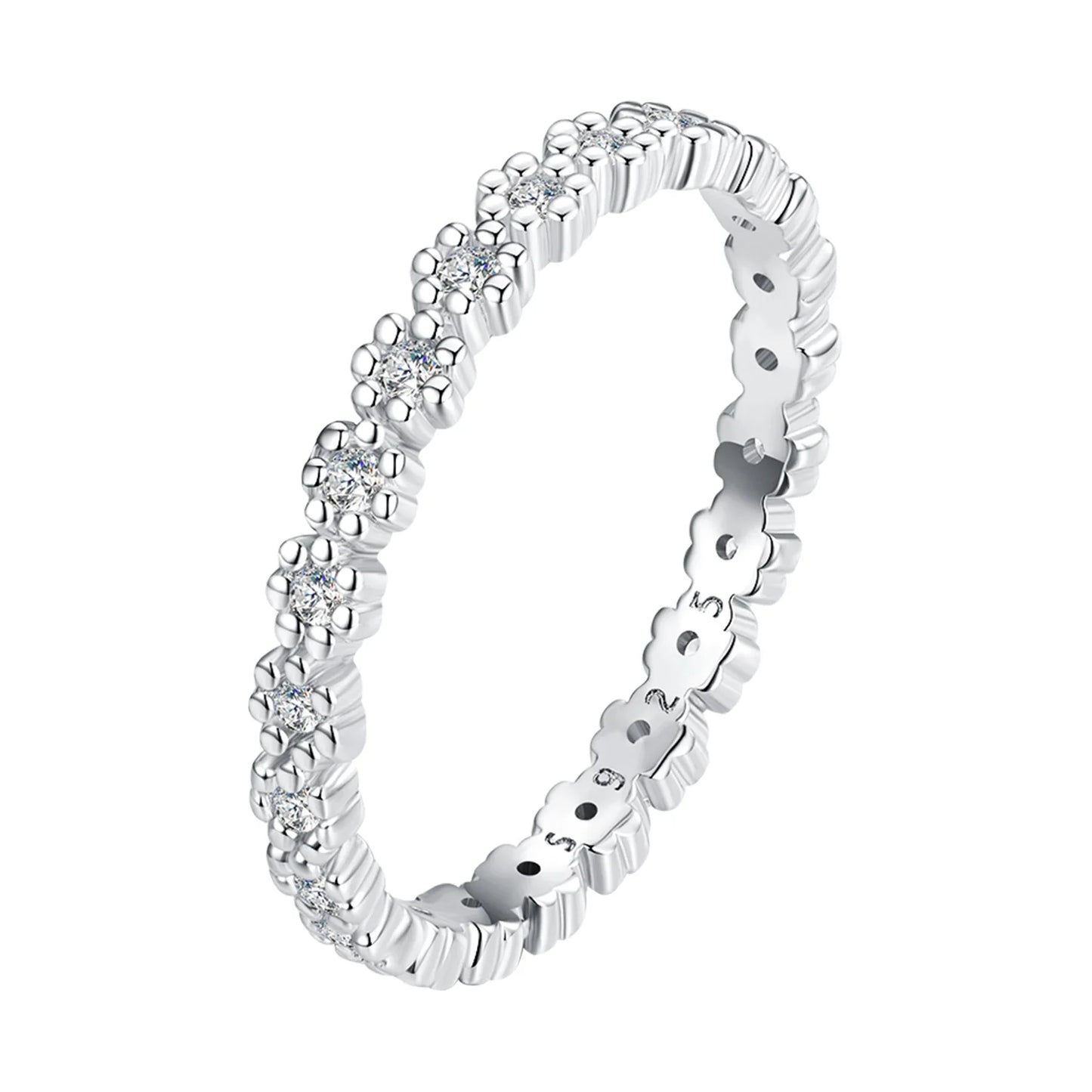 Factory 925 Sterling Silver Clear Zircon Wreath Finger Ring Flower Rings for Women Birthday Gift Fashion Fine Jewelry BSR346