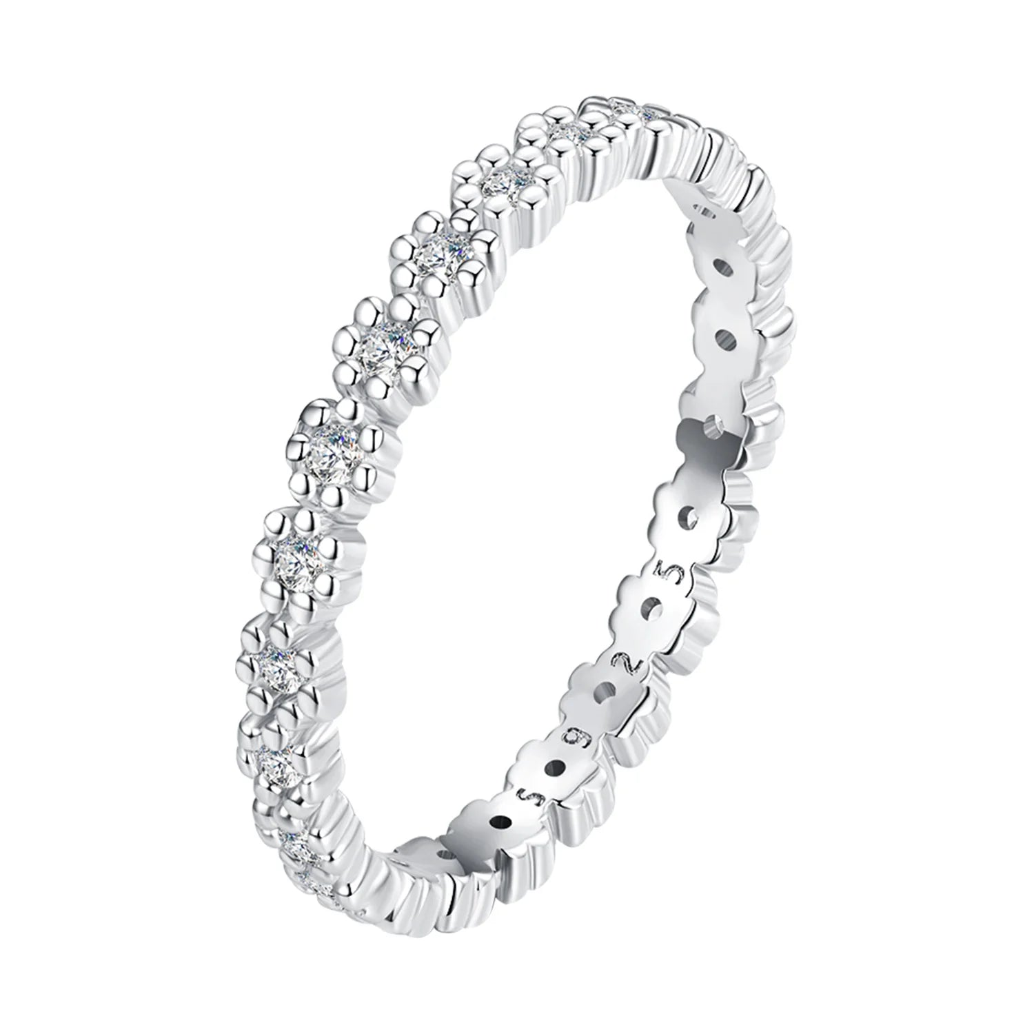 Factory 925 Sterling Silver Clear Zircon Wreath Finger Ring Flower Rings for Women Birthday Gift Fashion Fine Jewelry BSR346