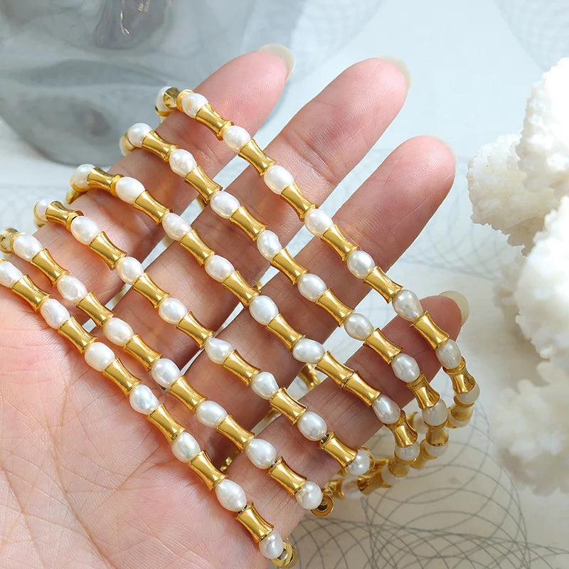 Customized Wholesale Vintage Freshwater Pearl Splicing Necklace Bracelet Jewelry Set