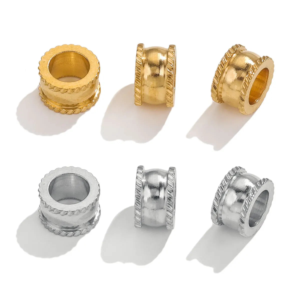 DIY Hand Made Water Proof 18k Gold Plated Stainless Steel 5*5.5mm Fashion Jewelry Loose Spacer Wheel Beads