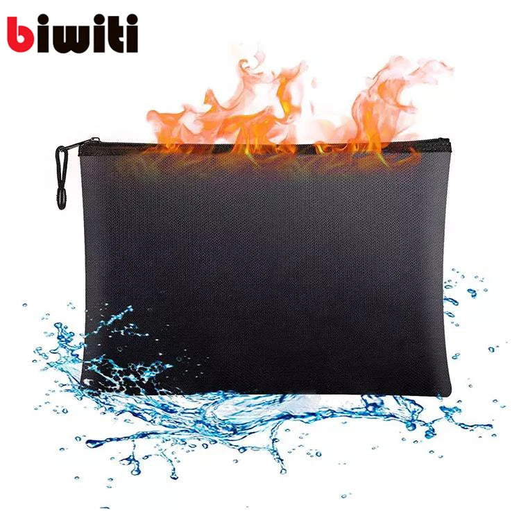 Custom A4 Fireproof Document Bag Silicone Coated Fireproof Extra Large File Money Holder Waterproof Fire Resistant Document B
