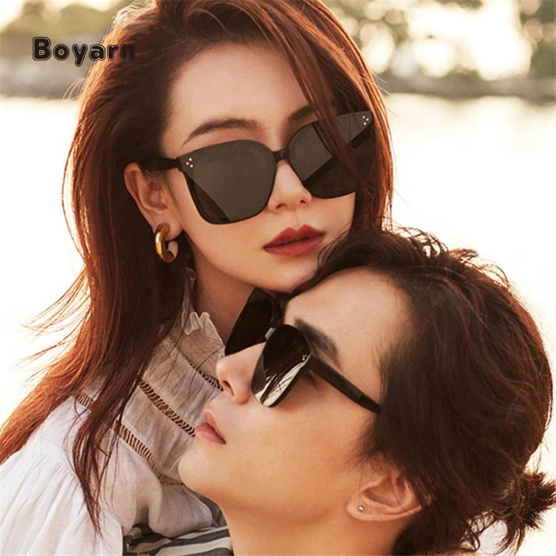 Boyarn Wholesale Metal Hinge Polarized Sunglasses Designer Sunglasses Famous Brands Round Vintage Oversized Shades for Women