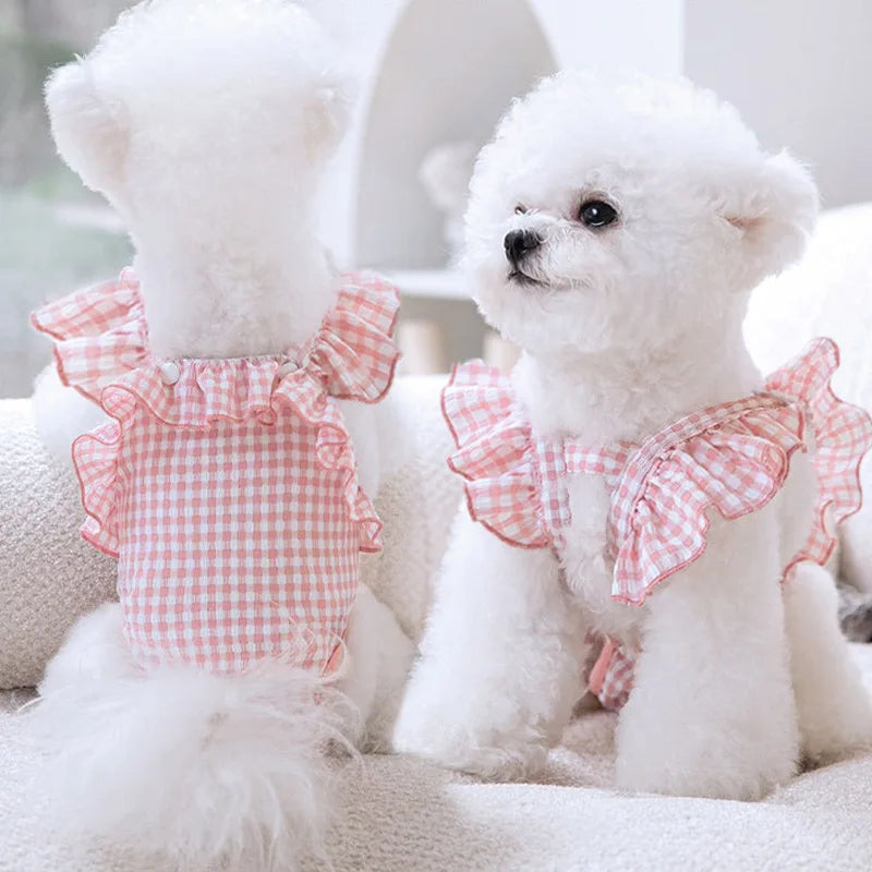 Puppy Dog Floral Lace Belly Band - Unisex Physiological Pants for Male and Female Dogs Pet Clothes for Spring and Summer