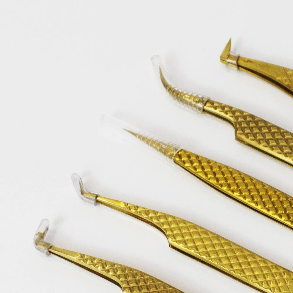 Private Label Stainless Steel 45/90 Degree Fiber Tip Durable Precision Eyelash Extension Tweezers for Volume Lash