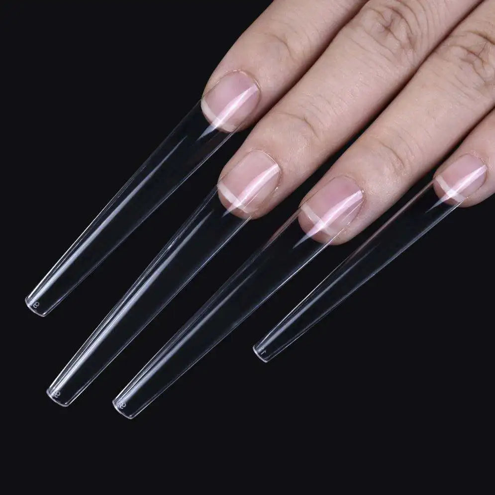Customize Brand 6XL Long Coffin 120pcs Box Tapered square Nail Tips clear Soft Gel Full Cover Nails Extension Press on Nail T