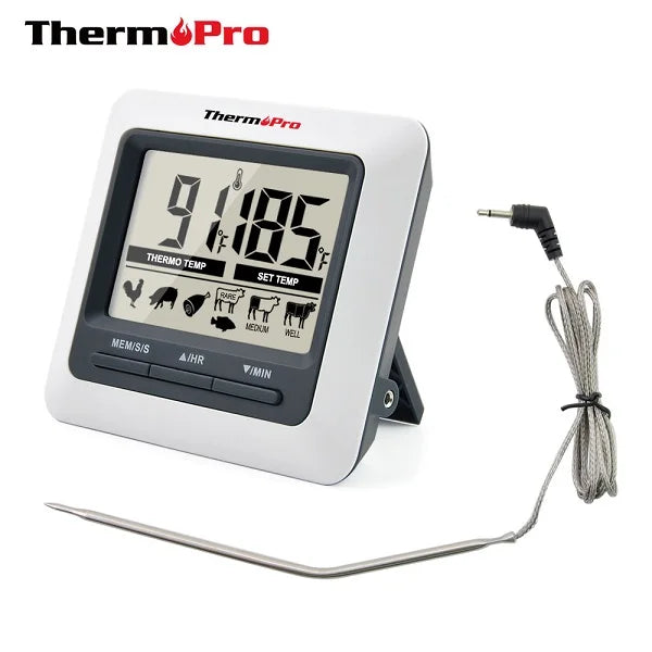 Oven and Outdoor Digital BBQ Electronic Thermometer Stainless Steel Probe Kitchen Cooking Thermometer Made of Durable Plastic