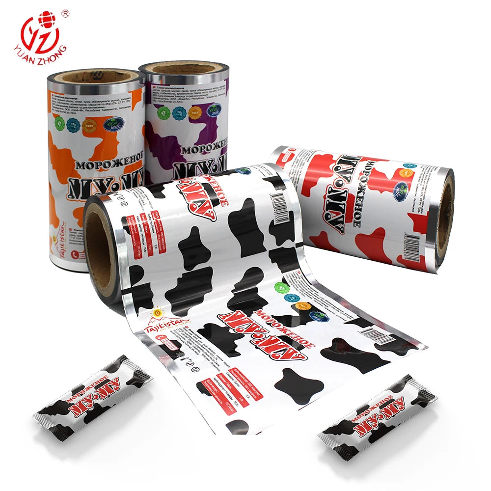 Yuanzhong Custom Print Aluminium Laminated Plastic Film Roll Plastic Foil Packaging Roll BOPP Film Wrap for Popsicle/Ice Crea