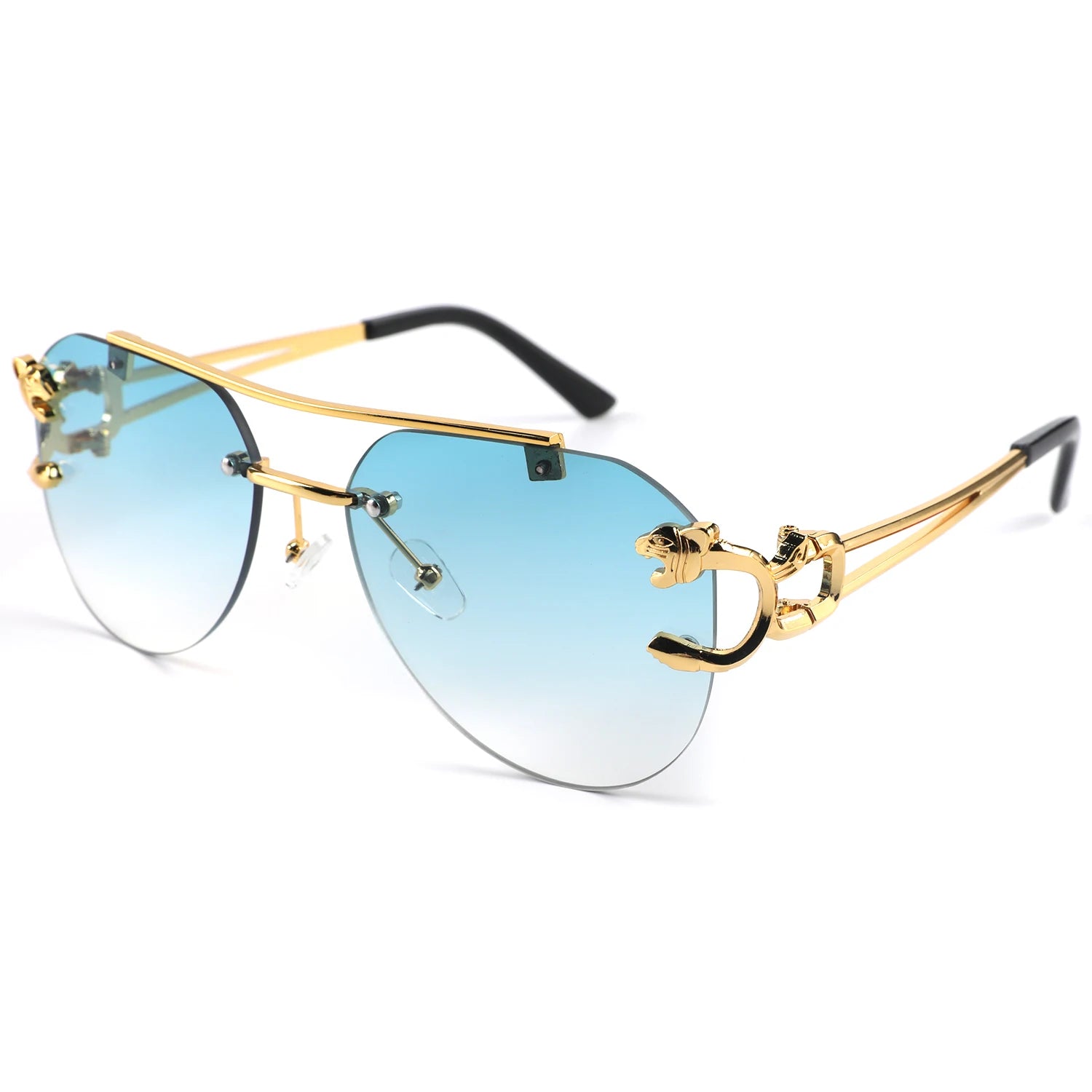 Women's Fashion Sunglasses Fashion Ins Big Frame Round Korean Simple Manufacturer Polarized Metal Connection Pair Glasses