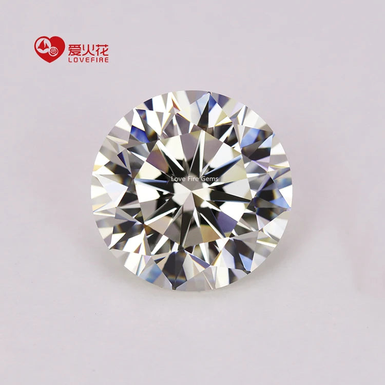 Wuzhou Ready Stock Artificial Gemstone Wholesale 5A 8 Hearts & 8 Arrows Round Excellent Faced Cut G White Color Cubic Zirconi
