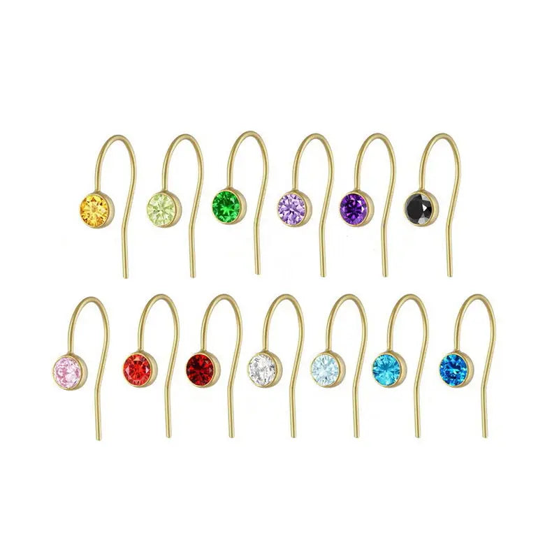 GP Wholesale 14k Gold Filled 3A CZ Bezel Earring Wire Zirconia  Hooks for Permanent Jewelry Zircon Earrings Making