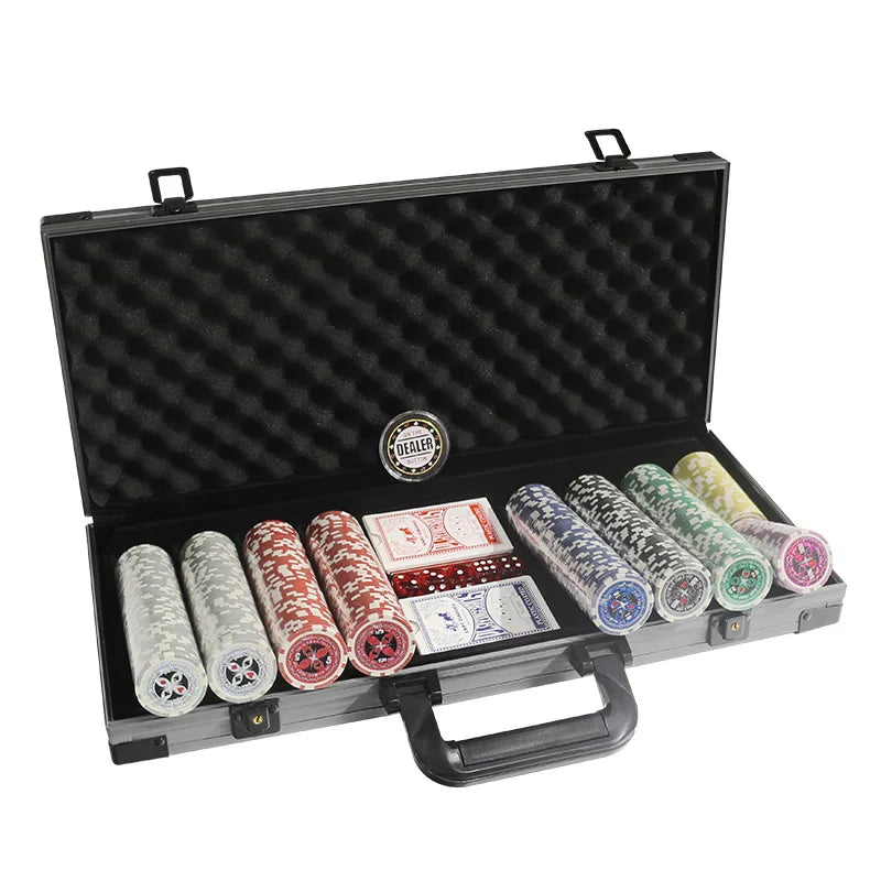 Professional Indoor Social 400 Pcs Poker Chip Set with Dice High Capacity Tabletop Strategy Accessories for Entertainment