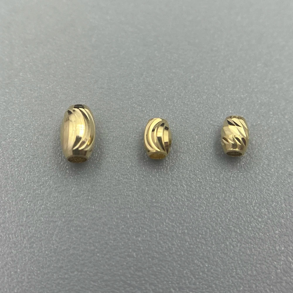Au750 Gold Jewellery Making Supplier 18k 18karat Olive Beads DIY Necklace Bracelet Anklet Jewelry Findings Laser Spacer Beads