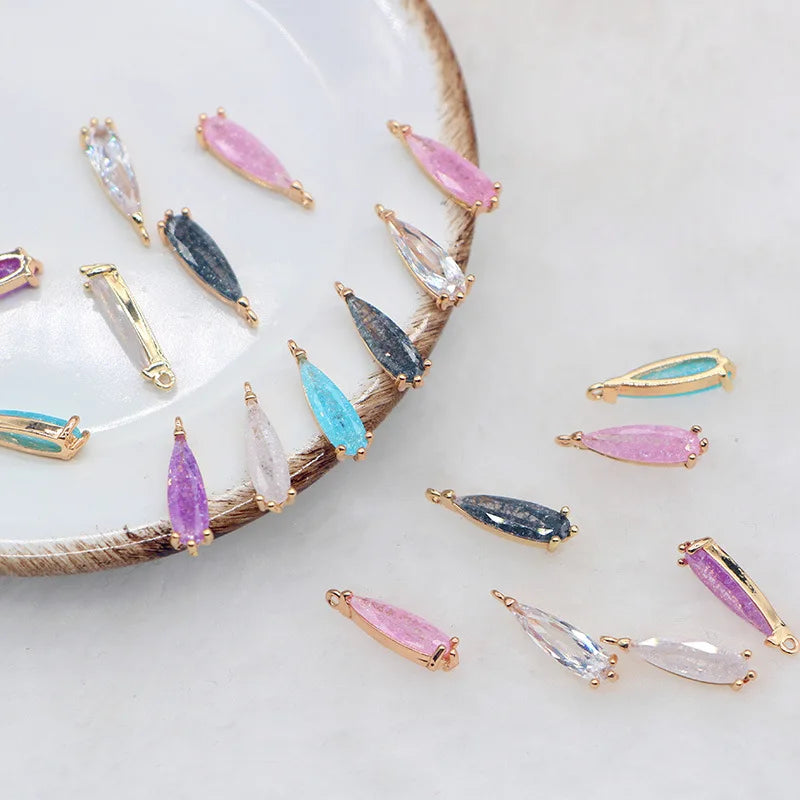 Elegant Long Water Droplet Pendant Colorful Crystal Pendant for DIY Earrings Necklace Bracelet Jewelry Accessories