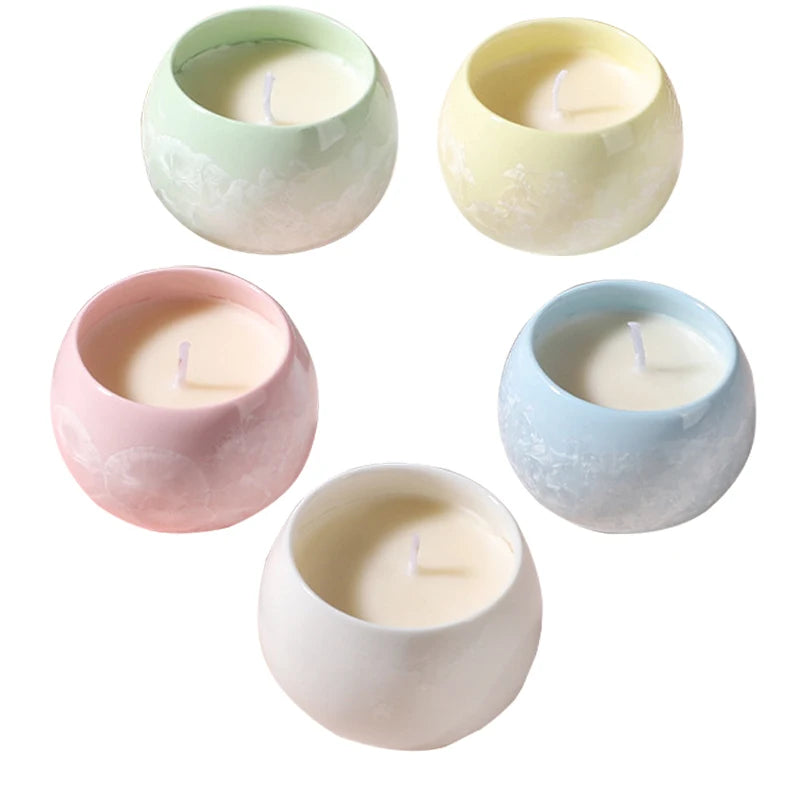Luxury Home Decor Colorful Round Jar Pure Soy Wax Essential Oil Scented Candle Gift Set for Friends Using for Home Decoration