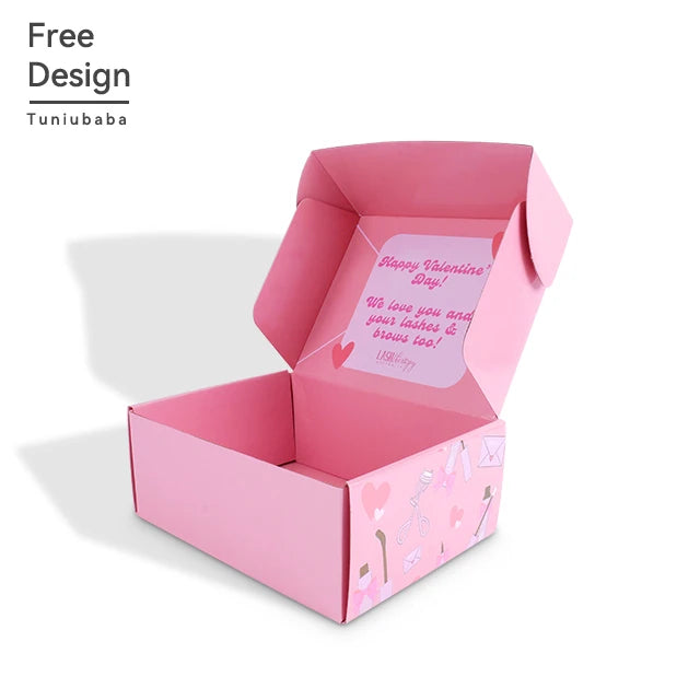 Custom Print Colorful  Double Sided Color Pink Luxury Exquisite Packaging Box