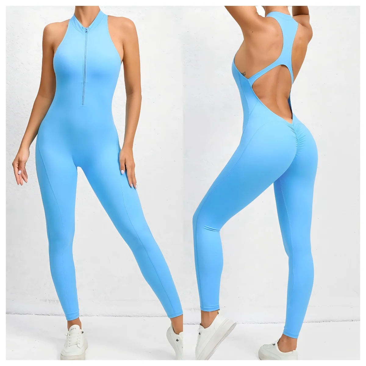OEM Factory  One Piece  Jumpsuit With Long Pants Custom Sexy  Jumpsuit With Pad  Women's Zip Bodysuit for Sports