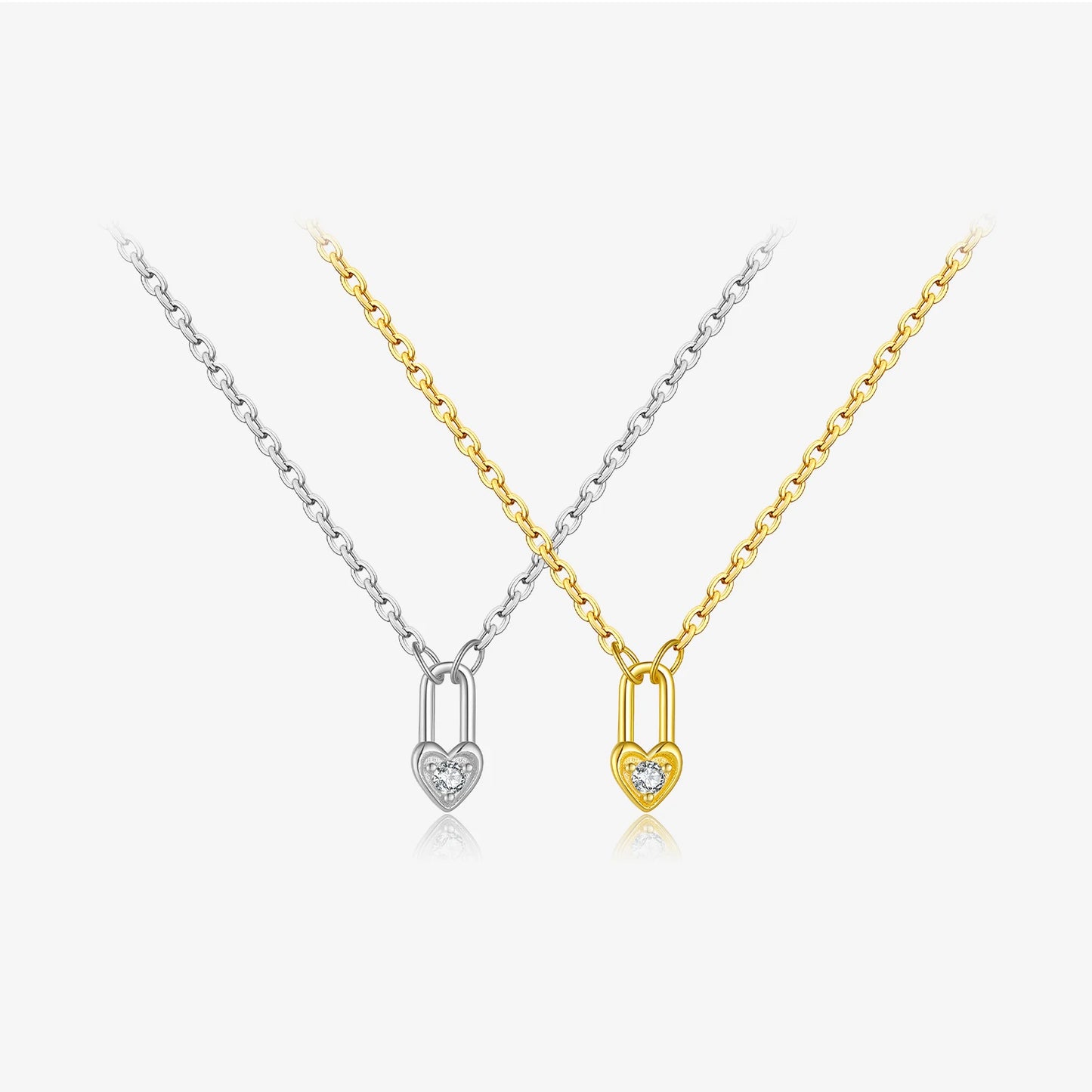 FUANAY Luxury 18k Gold Plated Boho Bijouterie Por Mayor S925 Sterling Silver Mini Heart Padlock Pendant Necklace