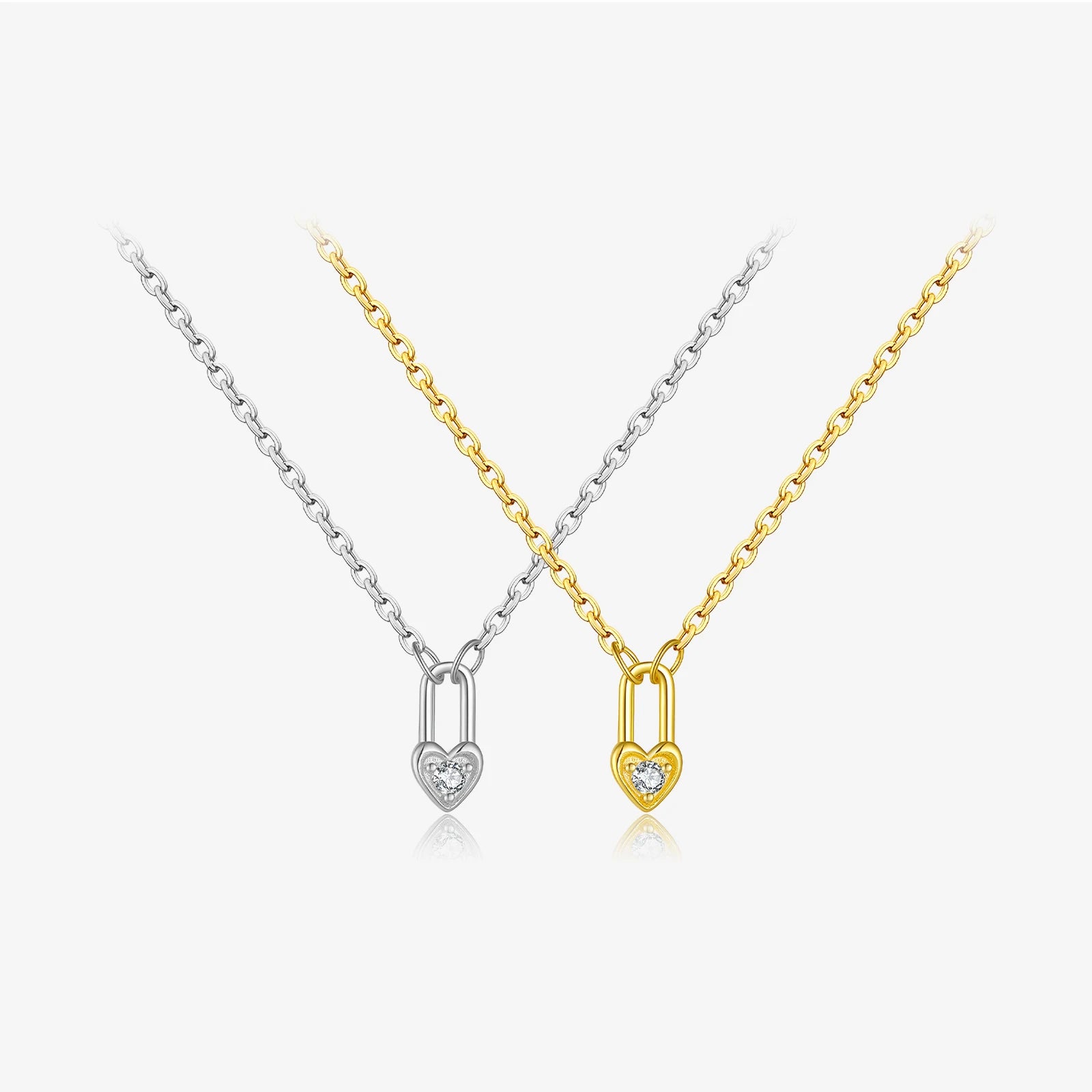 FUANAY Luxury 18k Gold Plated Boho Bijouterie Por Mayor S925 Sterling Silver Mini Heart Padlock Pendant Necklace