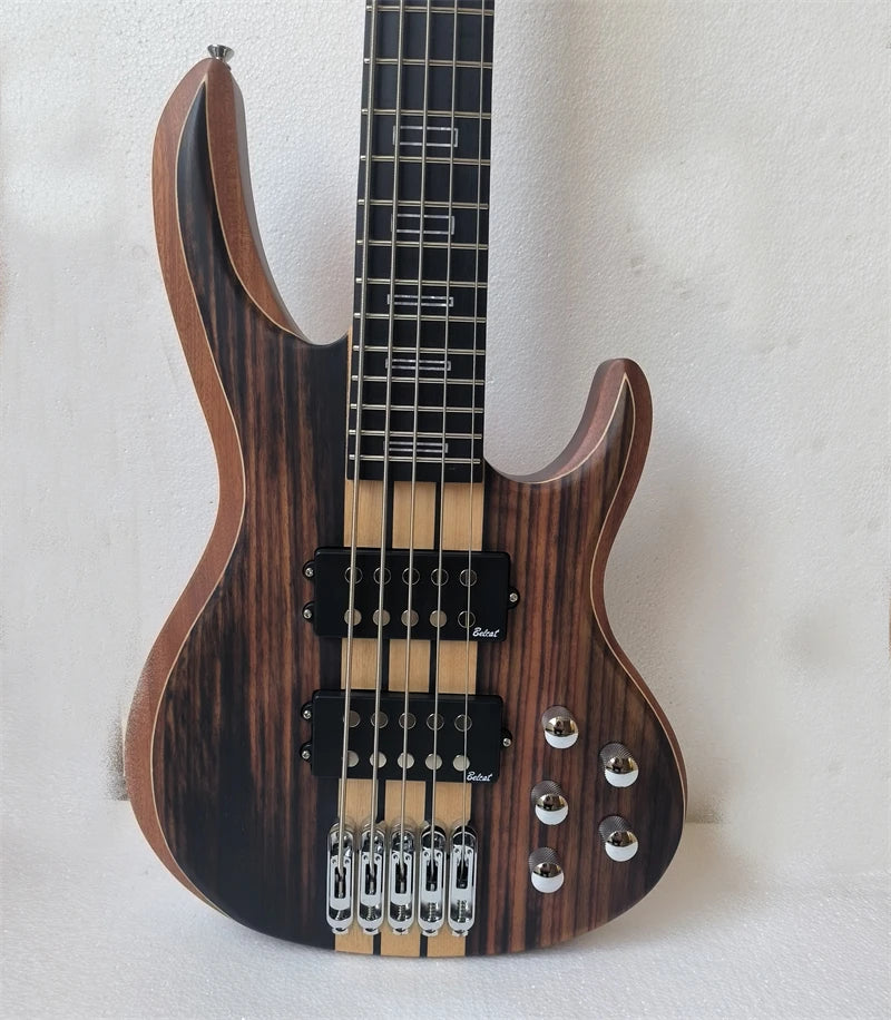 5 String Electric Bass Guitar High Quality Neck Through Body Electric Bass Active Pickup
