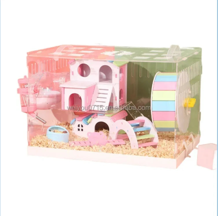 Acrylic Hamster Cage Double Layer Hamster Supplies Complete Set of Cheap Luxury Gold Wire Bear Tray Single Layer Cage