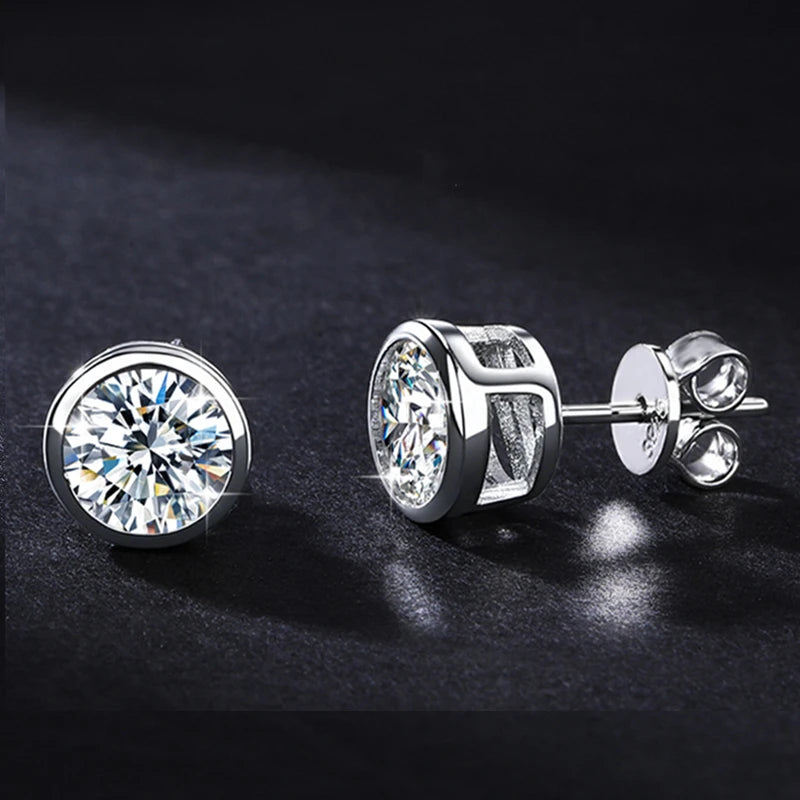 With GRA Certificate Temperament Simple Classic S925 Sterling Silver Vvs D Color 1CT Moissanite Bubble Stud Earrings for Wome