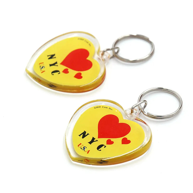 Wholesale Custom Digital Photo Frame Keychain Cartoon Heart-Shape Hologram Acrylic Plastic Transparent Durable Fashionable