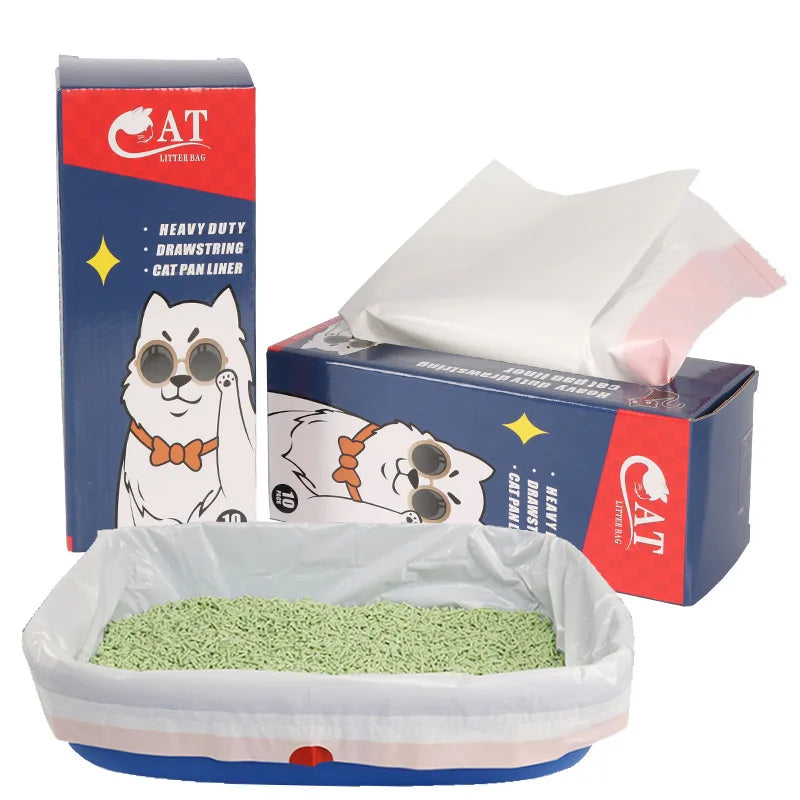 Practical Thick Hygiene Elastic Plastic Cat Litter Toilet Bags for Cat Litter Box White Kitten Pet Supplies