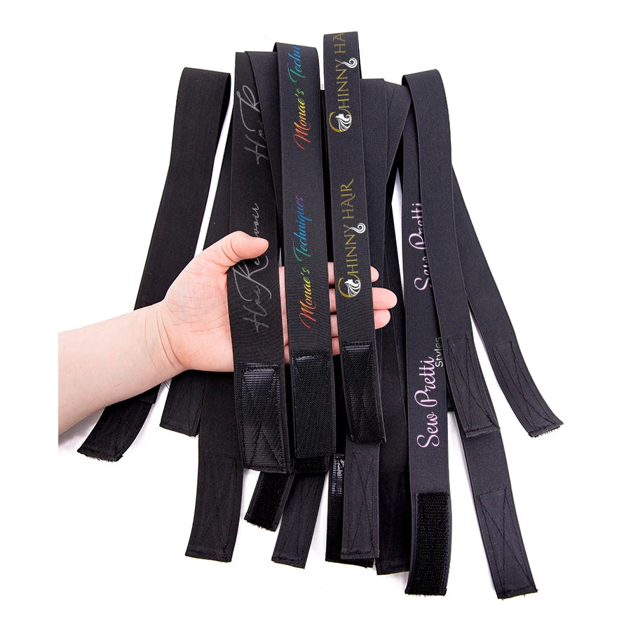 Leeons Adjustable Custom Logo Lace Hair Edge Slayer Wig Elastic Melt Band Hair Frontal Wraps with Logo for Lace Wigs Extensio