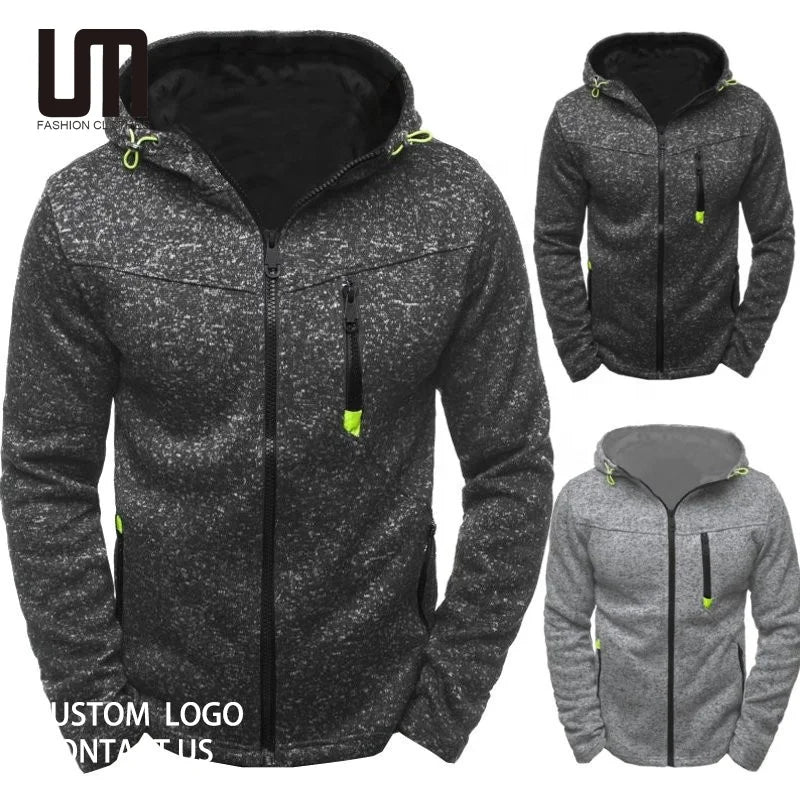 Liu Ming Cheap Wholesale Custom logo Men Autumn Winter Casual Streetwear Jacket Zipper Coat Hooded Sweatshirt
