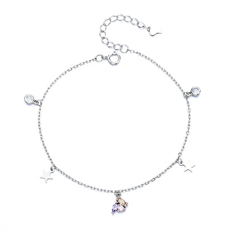 Mini Star DIY Colorful Charm Bracelet in Sterling Silver 925 Cute Jewelry for Girls