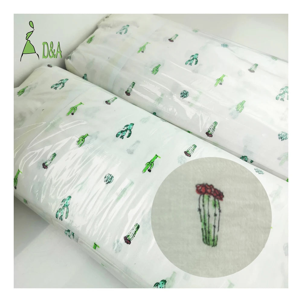 Wholesale 100% Crepe Cotton Fabric Lightweight Desert & Cactus Plant Prints for Boys' Clothing Crafts Bags Covers Toys