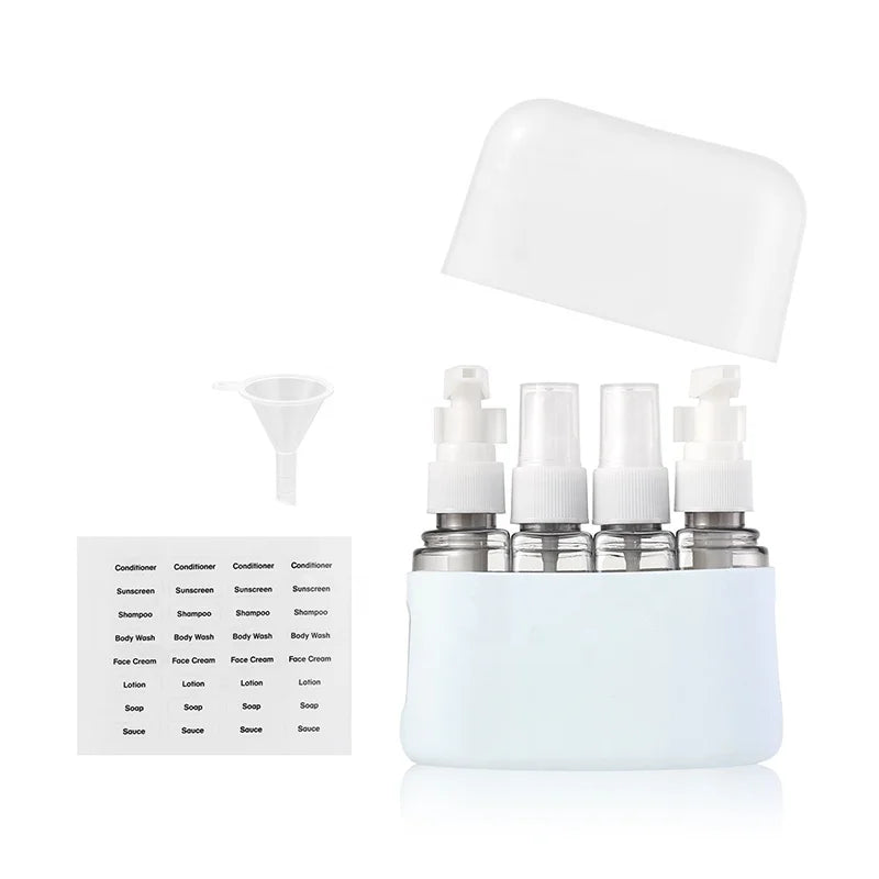 Light Blue 50ml 4-in-1 Plastic Pump Bottle Set for Lotion and Spray Convenient  Portable Travel Kit With Practical