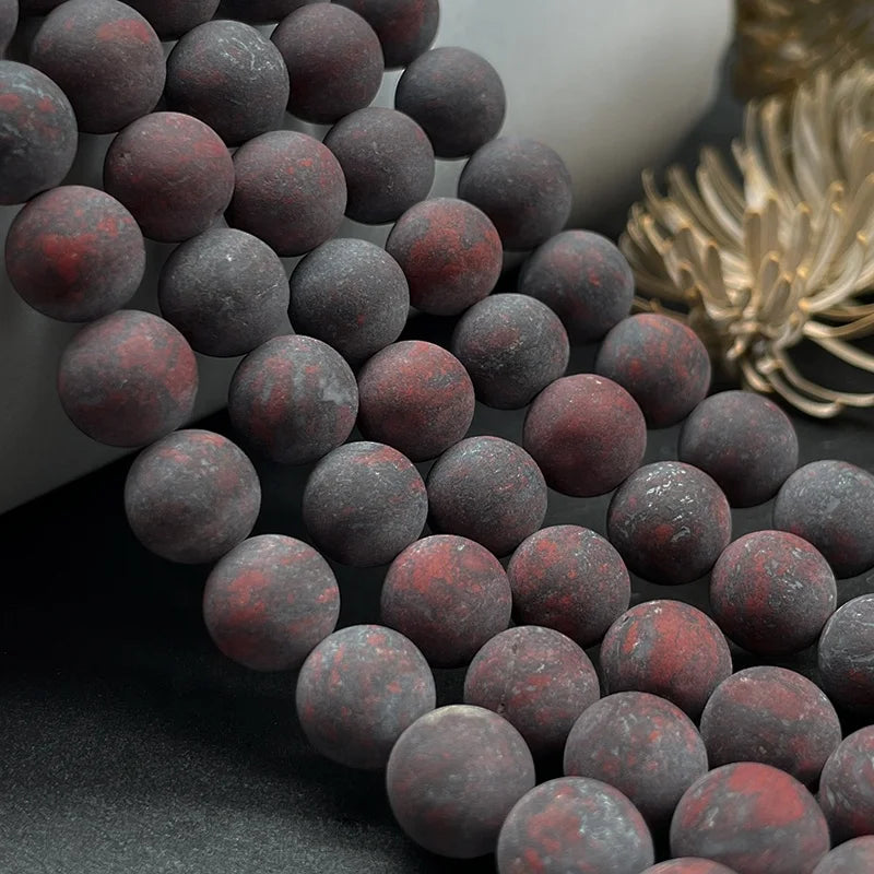 Natural Matte Round Gemstone Loose Beads for Jewelry Making Diy Bracelet Necklace Brecciated Jasper Beaded