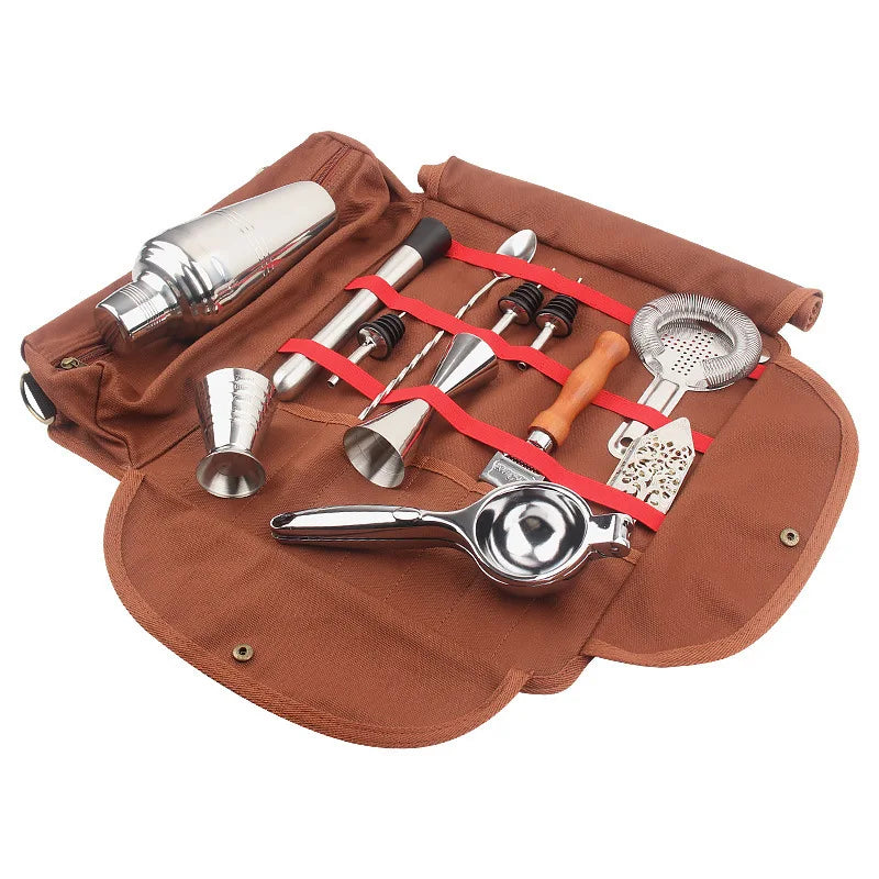 Portable Outdoor Picnic & Camping Wine Red Cocktail Bartender Tool Kit Stainless Steel for Bar & Wine Tasting